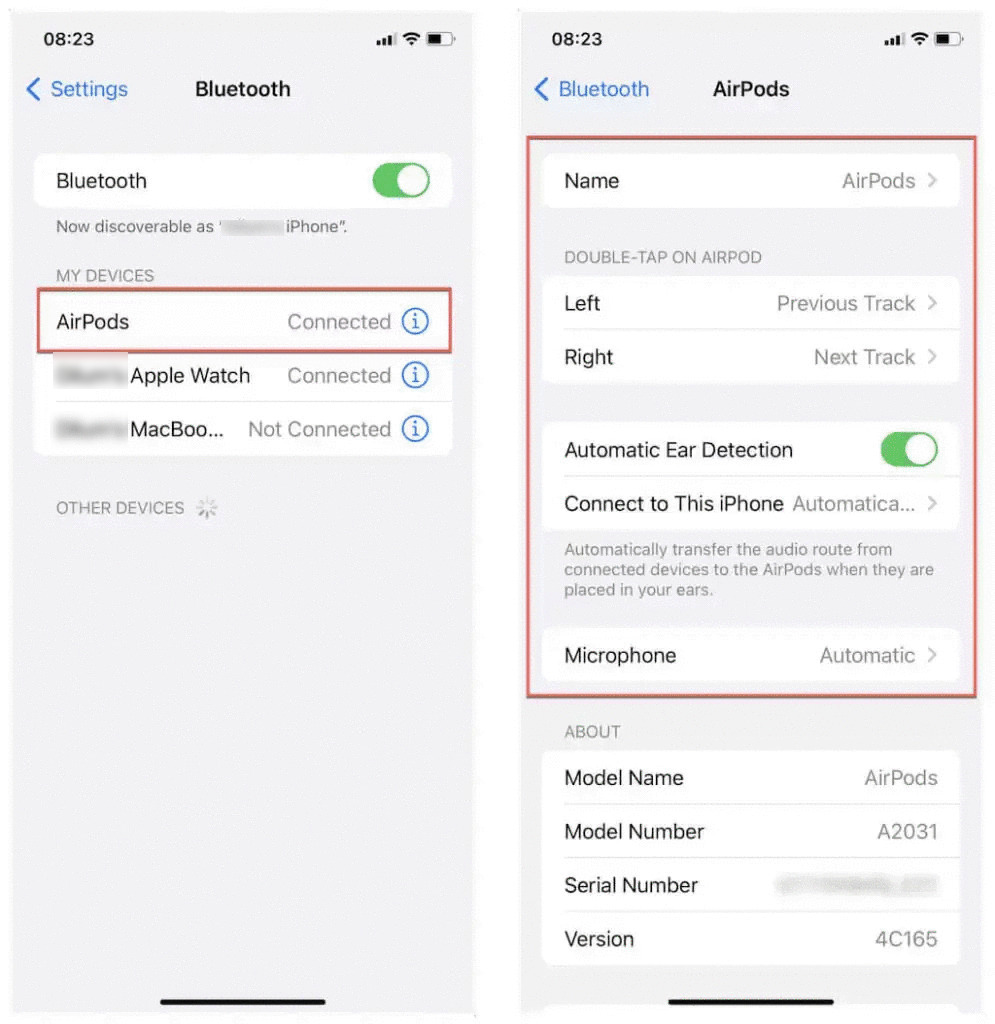 Access AirPods Settings on iPhone